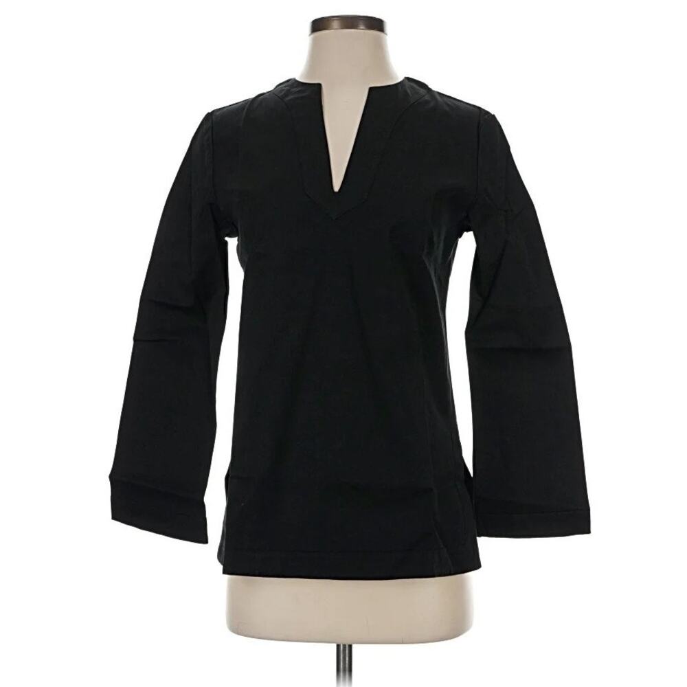NEW Jonano Sonia Tunic Top Notch Neck Bamboo Organic Cotton Blend Black Size XS